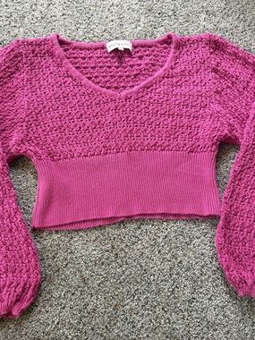 William & Sonoma Pink Cropped Knit Sweater